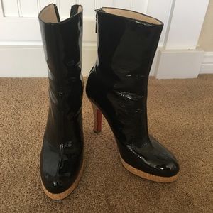 Black Patent Leather Ankle Boot w/ Back Zip